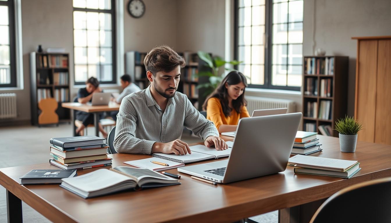 Structured study materials and learning resources on a desk